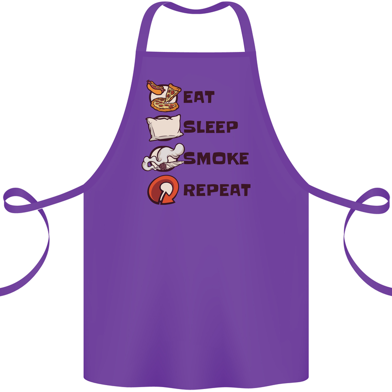 Eat Sleep Smoke Weed Repeat Drugs Cannabis Cotton Apron 100% Organic Purple