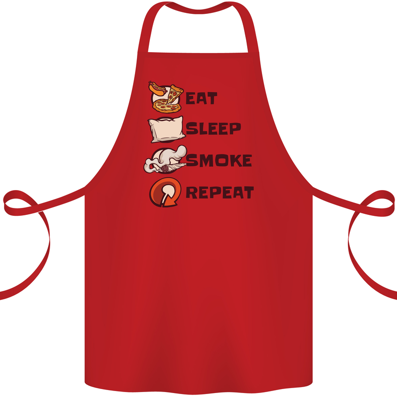 Eat Sleep Smoke Weed Repeat Drugs Cannabis Cotton Apron 100% Organic Red