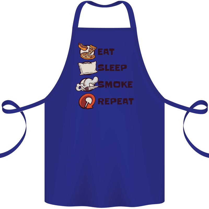 Eat Sleep Smoke Weed Repeat Drugs Cannabis Cotton Apron 100% Organic Royal Blue
