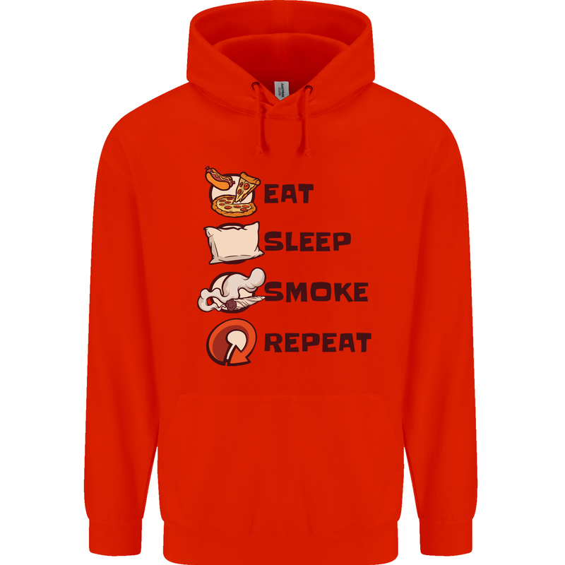 Eat Sleep Smoke Weed Repeat Drugs Cannabis Mens 80% Cotton Hoodie Bright Red