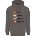 Eat Sleep Smoke Weed Repeat Drugs Cannabis Mens 80% Cotton Hoodie Charcoal