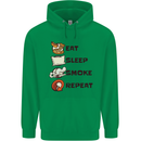 Eat Sleep Smoke Weed Repeat Drugs Cannabis Mens 80% Cotton Hoodie Irish Green