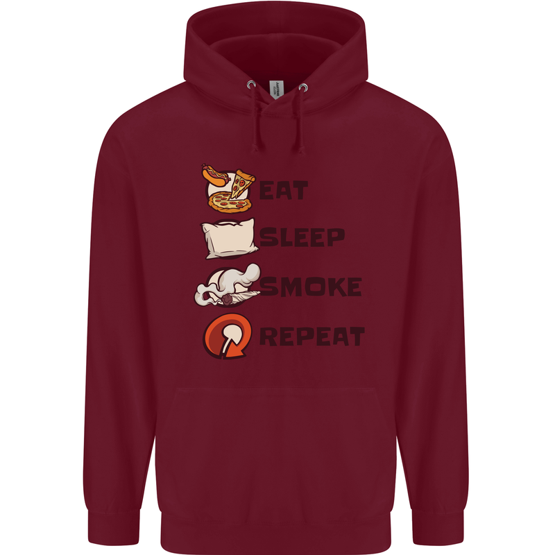 Eat Sleep Smoke Weed Repeat Drugs Cannabis Mens 80% Cotton Hoodie Maroon