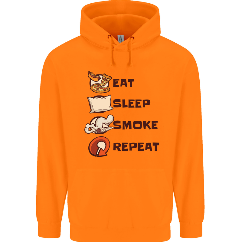 Eat Sleep Smoke Weed Repeat Drugs Cannabis Mens 80% Cotton Hoodie Orange