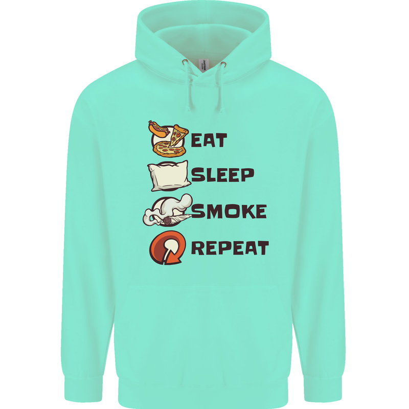 Eat Sleep Smoke Weed Repeat Drugs Cannabis Mens 80% Cotton Hoodie Peppermint