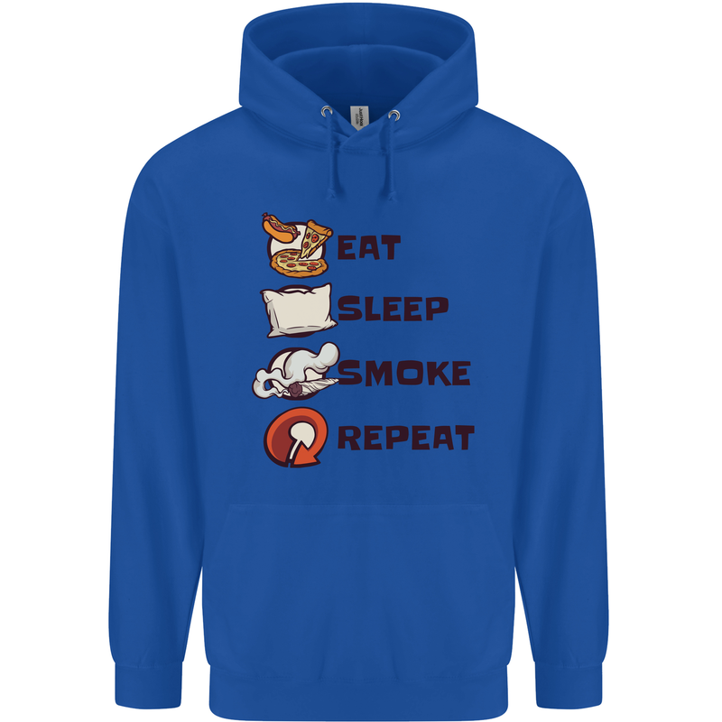 Eat Sleep Smoke Weed Repeat Drugs Cannabis Mens 80% Cotton Hoodie Royal Blue