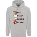 Eat Sleep Smoke Weed Repeat Drugs Cannabis Mens 80% Cotton Hoodie Sports Grey