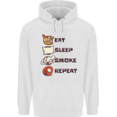 Eat Sleep Smoke Weed Repeat Drugs Cannabis Mens 80% Cotton Hoodie White