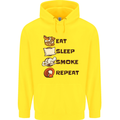 Eat Sleep Smoke Weed Repeat Drugs Cannabis Mens 80% Cotton Hoodie Yellow