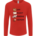 Eat Sleep Smoke Weed Repeat Drugs Cannabis Mens Long Sleeve T-Shirt Red
