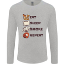 Eat Sleep Smoke Weed Repeat Drugs Cannabis Mens Long Sleeve T-Shirt Sports Grey