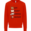 Eat Sleep Smoke Weed Repeat Drugs Cannabis Mens Sweatshirt Jumper Bright Red