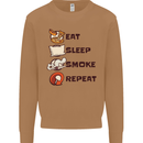 Eat Sleep Smoke Weed Repeat Drugs Cannabis Mens Sweatshirt Jumper Caramel Latte