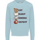 Eat Sleep Smoke Weed Repeat Drugs Cannabis Mens Sweatshirt Jumper Light Blue