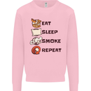 Eat Sleep Smoke Weed Repeat Drugs Cannabis Mens Sweatshirt Jumper Light Pink