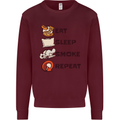 Eat Sleep Smoke Weed Repeat Drugs Cannabis Mens Sweatshirt Jumper Maroon