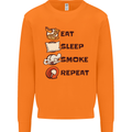 Eat Sleep Smoke Weed Repeat Drugs Cannabis Mens Sweatshirt Jumper Orange