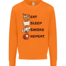 Eat Sleep Smoke Weed Repeat Drugs Cannabis Mens Sweatshirt Jumper Orange
