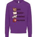 Eat Sleep Smoke Weed Repeat Drugs Cannabis Mens Sweatshirt Jumper Purple