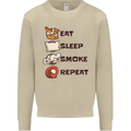Eat Sleep Smoke Weed Repeat Drugs Cannabis Mens Sweatshirt Jumper Sand
