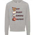 Eat Sleep Smoke Weed Repeat Drugs Cannabis Mens Sweatshirt Jumper Sports Grey