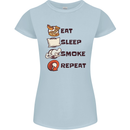Eat Sleep Smoke Weed Repeat Drugs Cannabis Womens Petite Cut T-Shirt Light Blue