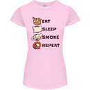 Eat Sleep Smoke Weed Repeat Drugs Cannabis Womens Petite Cut T-Shirt Light Pink
