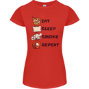 Eat Sleep Smoke Weed Repeat Drugs Cannabis Womens Petite Cut T-Shirt Red
