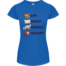 Eat Sleep Smoke Weed Repeat Drugs Cannabis Womens Petite Cut T-Shirt Royal Blue