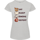 Eat Sleep Smoke Weed Repeat Drugs Cannabis Womens Petite Cut T-Shirt Sports Grey
