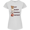 Eat Sleep Smoke Weed Repeat Drugs Cannabis Womens Petite Cut T-Shirt White