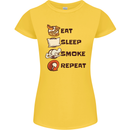 Eat Sleep Smoke Weed Repeat Drugs Cannabis Womens Petite Cut T-Shirt Yellow
