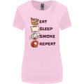 Eat Sleep Smoke Weed Repeat Drugs Cannabis Womens Wider Cut T-Shirt Light Pink