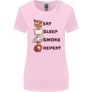 Eat Sleep Smoke Weed Repeat Drugs Cannabis Womens Wider Cut T-Shirt Light Pink
