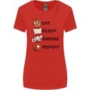 Eat Sleep Smoke Weed Repeat Drugs Cannabis Womens Wider Cut T-Shirt Red
