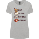 Eat Sleep Smoke Weed Repeat Drugs Cannabis Womens Wider Cut T-Shirt Sports Grey