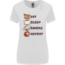 Eat Sleep Smoke Weed Repeat Drugs Cannabis Womens Wider Cut T-Shirt White