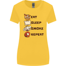 Eat Sleep Smoke Weed Repeat Drugs Cannabis Womens Wider Cut T-Shirt Yellow