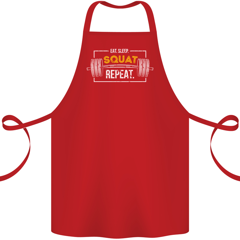 Eat Sleep Squat Repeat Gym Training Top Cotton Apron 100% Organic Red