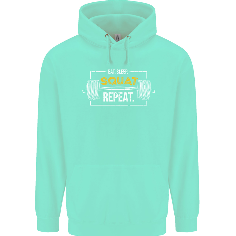 Eat Sleep Squat Repeat Gym Training Top Mens 80% Cotton Hoodie Peppermint