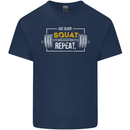 Eat Sleep Squat Repeat Gym Training Top Mens Cotton T-Shirt Tee Top Navy Blue