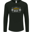 Eat Sleep Squat Repeat Gym Training Top Mens Long Sleeve T-Shirt Black