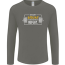 Eat Sleep Squat Repeat Gym Training Top Mens Long Sleeve T-Shirt Charcoal
