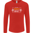Eat Sleep Squat Repeat Gym Training Top Mens Long Sleeve T-Shirt Red