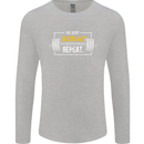 Eat Sleep Squat Repeat Gym Training Top Mens Long Sleeve T-Shirt Sports Grey