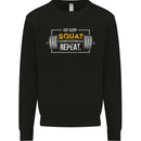 Eat Sleep Squat Repeat Gym Training Top Mens Sweatshirt Jumper Black
