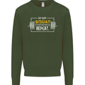 Eat Sleep Squat Repeat Gym Training Top Mens Sweatshirt Jumper Forest Green