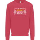 Eat Sleep Squat Repeat Gym Training Top Mens Sweatshirt Jumper Heliconia