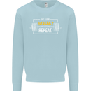 Eat Sleep Squat Repeat Gym Training Top Mens Sweatshirt Jumper Light Blue
