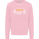 Eat Sleep Squat Repeat Gym Training Top Mens Sweatshirt Jumper Light Pink